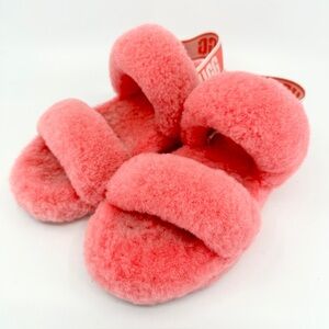 UGG Oh Yea Pink Fluff Slides Slippers Women’s Size 6
